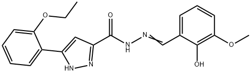 (E)-3-(2-ethoxyphenyl)-N-(2-hydroxy-3-methoxybenzylidene)-1H-pyrazole-5-carbohydrazide Struktur