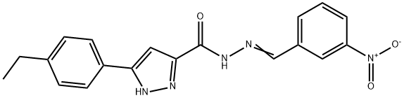 (E)-3-(4-ethylphenyl)-N-(3-nitrobenzylidene)-1H-pyrazole-5-carbohydrazide 结构式