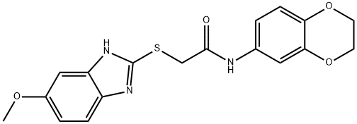 N-(2,3-dihydro-1,4-benzodioxin-6-yl)-2-[(5-methoxy-1H-benzimidazol-2-yl)sulfanyl]acetamide Struktur