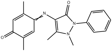 (E)-4-((2,5-dimethyl-4-oxocyclohexa-2,5-dien-1-ylidene)amino)-1,5-dimethyl-2-phenyl-1,2-dihydro-3H-pyrazol-3-one Struktur