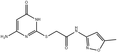 2-[(4-amino-6-oxo-1,6-dihydropyrimidin-2-yl)sulfanyl]-N-(5-methyl-1,2-oxazol-3-yl)acetamide,433232-90-7,结构式