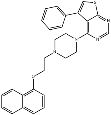 4-(4-(2-(naphthalen-1-yloxy)ethyl)piperazin-1-yl)-5-phenylthieno[2,3-d]pyrimidine|