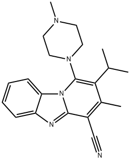 2-isopropyl-3-methyl-1-(4-methylpiperazin-1-yl)benzo[4,5]imidazo[1,2-a]pyridine-4-carbonitrile,442572-64-7,结构式