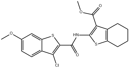 methyl 2-{[(3-chloro-6-methoxy-1-benzothien-2-yl)carbonyl]amino}-4,5,6,7-tetrahydro-1-benzothiophene-3-carboxylate,443732-80-7,结构式