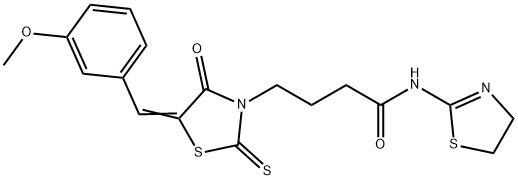 (Z)-N-(4,5-dihydrothiazol-2-yl)-4-(5-(3-methoxybenzylidene)-4-oxo-2-thioxothiazolidin-3-yl)butanamide 化学構造式