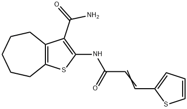 (E)-2-(3-(thiophen-2-yl)acrylamido)-5,6,7,8-tetrahydro-4H-cyclohepta[b]thiophene-3-carboxamide|