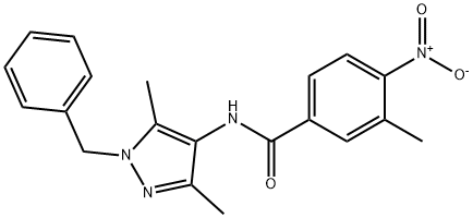 N-(1-benzyl-3,5-dimethylpyrazol-4-yl)-3-methyl-4-nitrobenzamide Structure