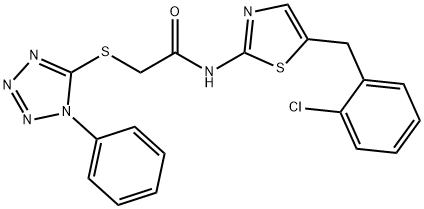 N-(5-(2-chlorobenzyl)thiazol-2-yl)-2-((1-phenyl-1H-tetrazol-5-yl)thio)acetamide Struktur