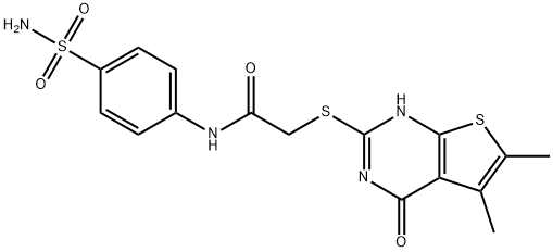 2-((5,6-dimethyl-4-oxo-3,4-dihydrothieno[2,3-d]pyrimidin-2-yl)thio)-N-(4-sulfamoylphenyl)acetamide Structure