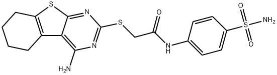 2-((4-amino-5,6,7,8-tetrahydrobenzo[4,5]thieno[2,3-d]pyrimidin-2-yl)thio)-N-(4-sulfamoylphenyl)acetamide Struktur
