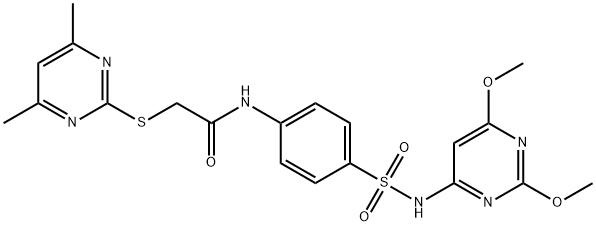 N-(4-(N-(2,6-dimethoxypyrimidin-4-yl)sulfamoyl)phenyl)-2-((4,6-dimethylpyrimidin-2-yl)thio)acetamide 结构式