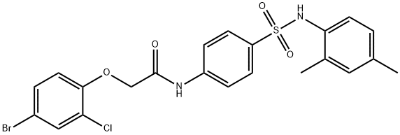 2-(4-bromo-2-chlorophenoxy)-N-(4-{[(2,4-dimethylphenyl)amino]sulfonyl}phenyl)acetamide,497081-73-9,结构式