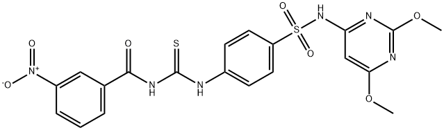 N-{[(4-{[(2,6-dimethoxy-4-pyrimidinyl)amino]sulfonyl}phenyl)amino]carbonothioyl}-3-nitrobenzamide Structure