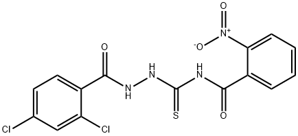 N-{[2-(2,4-dichlorobenzoyl)hydrazino]carbonothioyl}-2-nitrobenzamide 化学構造式