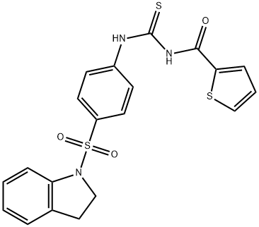 N-({[4-(2,3-dihydro-1H-indol-1-ylsulfonyl)phenyl]amino}carbonothioyl)-2-thiophenecarboxamide 结构式