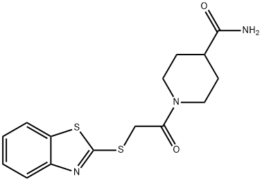 1-(2-(benzo[d]thiazol-2-ylthio)acetyl)piperidine-4-carboxamide 化学構造式