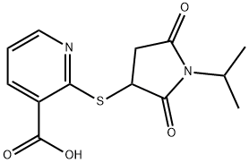 2-((1-isopropyl-2,5-dioxopyrrolidin-3-yl)thio)nicotinic acid Struktur