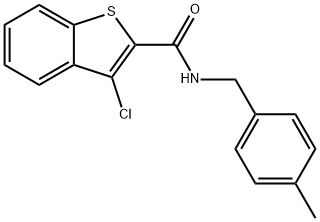 3-chloro-N-[(4-methylphenyl)methyl]-1-benzothiophene-2-carboxamide,544456-03-3,结构式