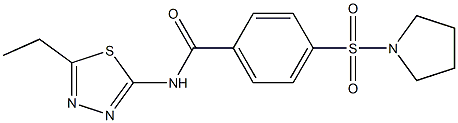N-(5-ethyl-1,3,4-thiadiazol-2-yl)-4-pyrrolidin-1-ylsulfonylbenzamide 化学構造式