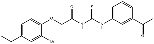 N-{[(3-acetylphenyl)amino]carbonothioyl}-2-(2-bromo-4-ethylphenoxy)acetamide Structure