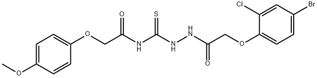 N-({2-[(4-bromo-2-chlorophenoxy)acetyl]hydrazino}carbonothioyl)-2-(4-methoxyphenoxy)acetamide,587841-90-5,结构式