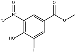 4-Hydroxy-3-iodo-5-nitro-benzoic acid methyl ester 化学構造式