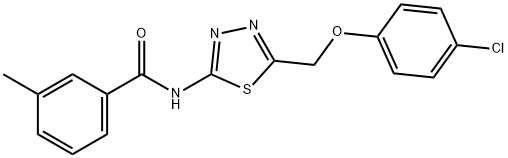 N-{5-[(4-chlorophenoxy)methyl]-1,3,4-thiadiazol-2-yl}-3-methylbenzamide Structure