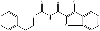 3-chloro-N-(2,3-dihydro-1H-indol-1-ylcarbonothioyl)-1-benzothiophene-2-carboxamide,642959-28-2,结构式