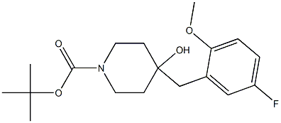4-(5-氟-2-甲氧基苄基)-4-羟基哌啶-1-羧酸叔丁酯, 644968-01-4, 结构式