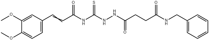 N-({2-[4-(benzylamino)-4-oxobutanoyl]hydrazino}carbonothioyl)-3-(3,4-dimethoxyphenyl)acrylamide Structure