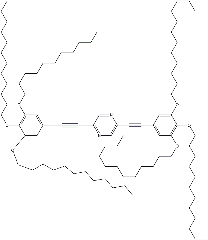 Pyrazine, 2,5-bis[[3,4,5-tris(dodecyloxy)phenyl]ethynyl]- Structure