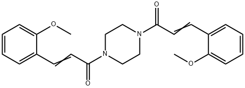 1,4-bis[3-(2-methoxyphenyl)acryloyl]piperazine 化学構造式