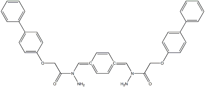 N',N''-[1,4-phenylenedi(methylylidene)]bis[2-(4-biphenylyloxy)acetohydrazide] 化学構造式