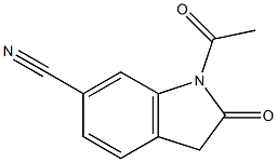1H-Indole-6-carbonitrile, 1-acetyl-2,3-dihydro-2-oxo- 化学構造式