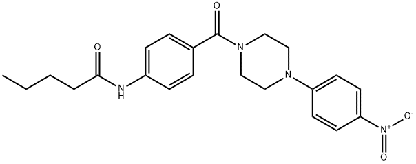 N-[4-[4-(4-nitrophenyl)piperazine-1-carbonyl]phenyl]pentanamide 结构式