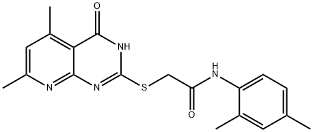 N-(2,4-dimethylphenyl)-2-((4-hydroxy-5,7-dimethylpyrido[2,3-d]pyrimidin-2-yl)thio)acetamide Struktur