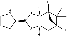 (R)-2-((3aS,4S,6S,7aR)-3a,5,5-Trimethylhexahydro-4,6-methanobenzo[d][1,3,2]dioxaborol-2-yl)pyrrolidine,684208-20-6,结构式