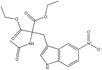 Propanedioic acid,2-(acetylamino)-2-[(5-nitro-1H-indol-3-yl)methyl]-, 1,3-diethyl ester 化学構造式