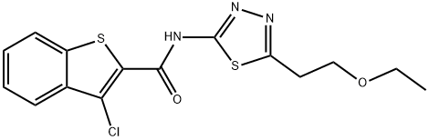 3-chloro-N-[5-(2-ethoxyethyl)-1,3,4-thiadiazol-2-yl]-1-benzothiophene-2-carboxamide Structure