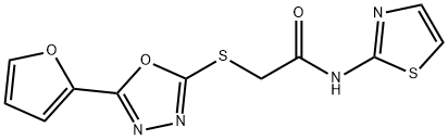 2-((5-(furan-2-yl)-1,3,4-oxadiazol-2-yl)thio)-N-(thiazol-2-yl)acetamide Struktur