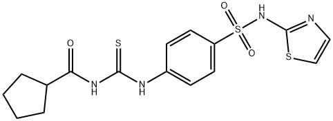 N-[({4-[(1,3-thiazol-2-ylamino)sulfonyl]phenyl}amino)carbonothioyl]cyclopentanecarboxamide 化学構造式