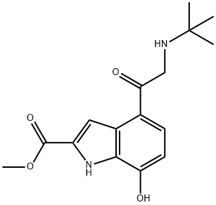 甲基 4-(2-(叔-丁基氨基)乙酰基)-7-羟基-1H-吲哚-2-甲酸基酯, 779279-54-8, 结构式