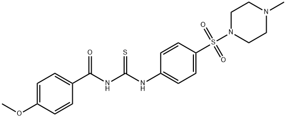 4-methoxy-N-[({4-[(4-methyl-1-piperazinyl)sulfonyl]phenyl}amino)carbonothioyl]benzamide Struktur