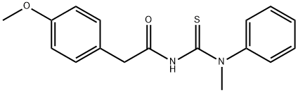 2-(4-methoxyphenyl)-N-{[methyl(phenyl)amino]carbonothioyl}acetamide Structure