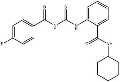 N-cyclohexyl-2-({[(4-fluorobenzoyl)amino]carbonothioyl}amino)benzamide 化学構造式