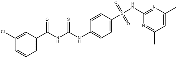 3-chloro-N-{[(4-{[(4,6-dimethyl-2-pyrimidinyl)amino]sulfonyl}phenyl)amino]carbonothioyl}benzamide Struktur