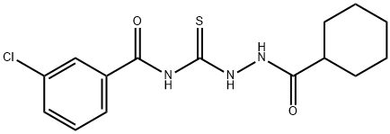 3-chloro-N-{[2-(cyclohexylcarbonyl)hydrazino]carbonothioyl}benzamide 结构式