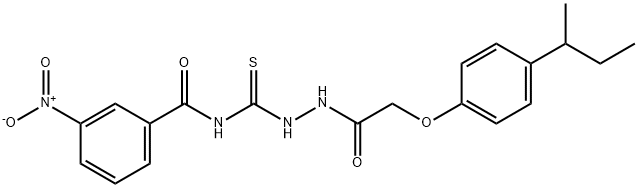 N-({2-[(4-sec-butylphenoxy)acetyl]hydrazino}carbonothioyl)-3-nitrobenzamide 结构式