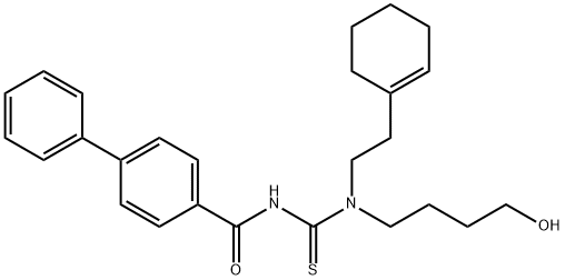 N-{[[2-(1-cyclohexen-1-yl)ethyl](4-hydroxybutyl)amino]carbonothioyl}-4-biphenylcarboxamide Struktur