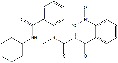 N-cyclohexyl-2-(methyl{[(2-nitrobenzoyl)amino]carbonothioyl}amino)benzamide 化学構造式